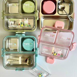 ظرف غذای استیل چند بخشی واشر دار ظرفیت ۷۵۰ (لانچ باکس-launch box)