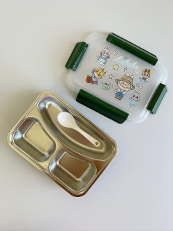 ظرف غذای استیل سه بخشی ظرفیت لبوبو (لانچ باکس-launch box)
