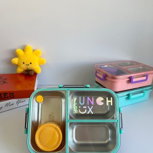 ظرف غذای استیل سه بخشی واشر دار ظرفیت ۷۵۰ (لانچ باکس-launch box)