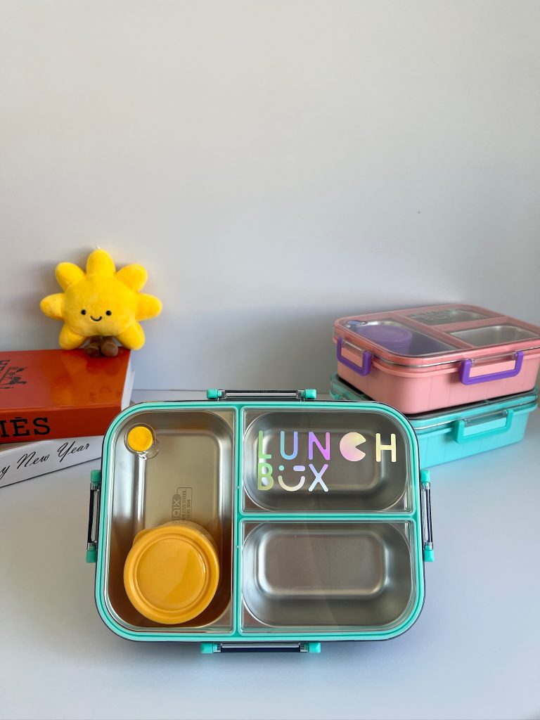 ظرف غذای استیل سه بخشی واشر دار ظرفیت ۷۵۰ (لانچ باکس-launch box)