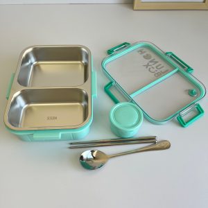 ظرف غذای استیل دو بخشی واشر دار ظرفیت ۸۰۰ (لانچ باکس-launch box)
